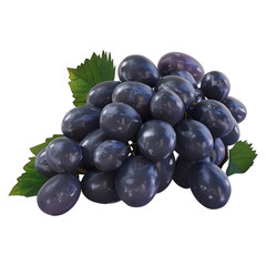 3D Rendering of a Grapes With Leaves on Transparent Background - Ai Generated