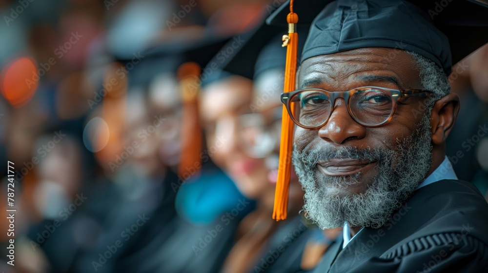 Wall mural Senior Graduate Smiling Proudly at University Commencement Ceremony