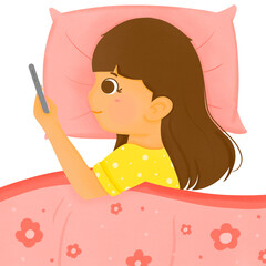 Girl watch smartphone on the bed