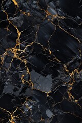 Black and gold marble texture with veins