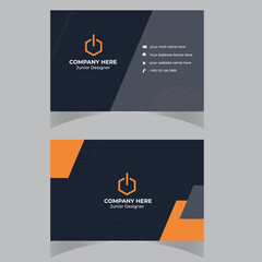 Modern simple clean business card template design. Two-sided gray and orange color combination business card. Vector illustration.