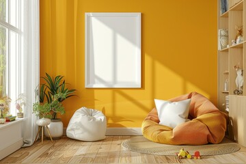  mock up poster frames on yellow wall