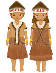Couple Wearing Papua Indonesian Traditional Clothes