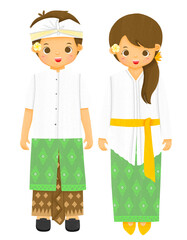 Couple wearing Bali Traditional Indonesian Clothes