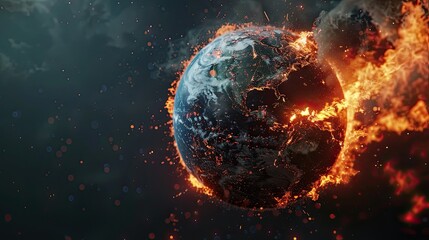 Global warming. Planet Earth globe burning, temperature increase, over heating of the world in climate change. Save world - obrazy, fototapety, plakaty