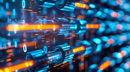Fototapeta premium Digital Network Connections with Blockchain Technology and Data Exchange