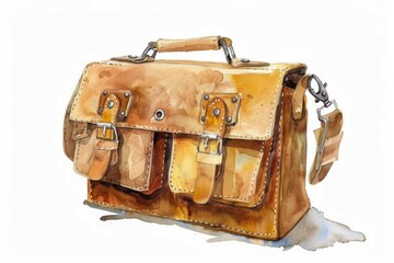 tool bag in watercolor style on white background.