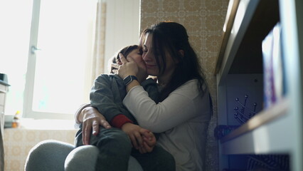 Tender Moment in the Kitchen/ Son Kissing his mother on the Cheek, Reflecting the Loving...