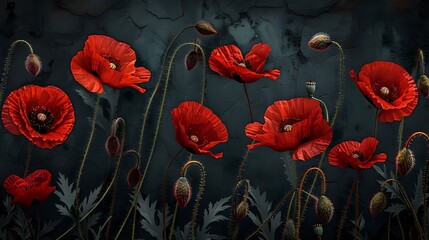 Delicate Textures of Red Poppies