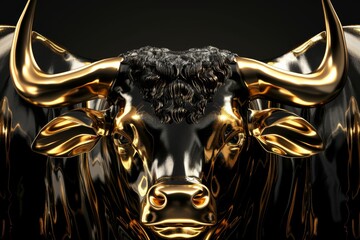 Gold and black bull vsbear financial infographic stock market chart award with copy space