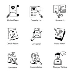 Bundle of 16 Writing Linear Icons

