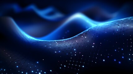 Futuristic Blue Abstract Lights Background with Connectivity and Information Exchange
