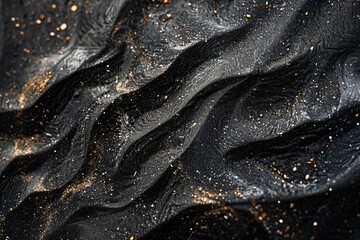 Textured black fabric with golden specks