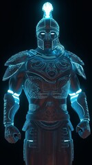 A Spartan warrior made of blue energy