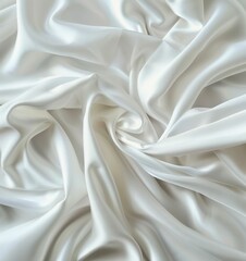 Fototapeta premium White Satin Fabric with Folds and Creases in Closeup Detail, Textile Background for Design and Decoration