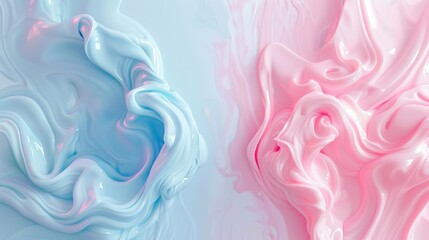 Candy-Colored Swirls of Pink and Blue Paint