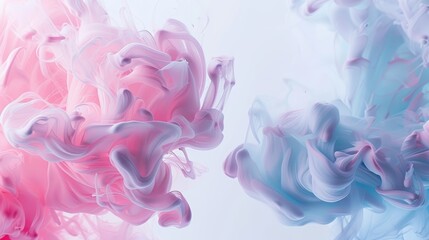 Pink and Blue Smoke Swirls Abstract Art
