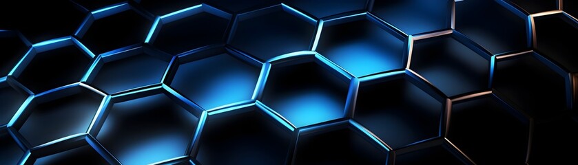 Intricate Hexagonal Nanostructure:Futuristic Digital Design in Shades of Blue