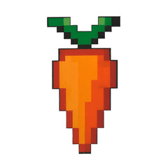 Illustration of 8-bits pixelate carrot for retro RPG gaming elements  