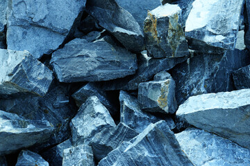 Huge heap with boulders. Type of marble stone as a building foundation material