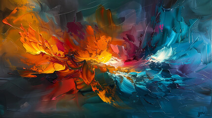 Oil paint daubs abstract Art Paint texture explosion of color background 16:9