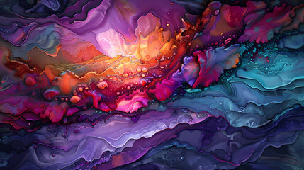 Liquid Paint Abstract Art backdrop in vibrant colors, 16:9