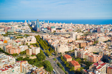 Fototapeta na wymiar Barcelona aerial panoramic view, Spain
