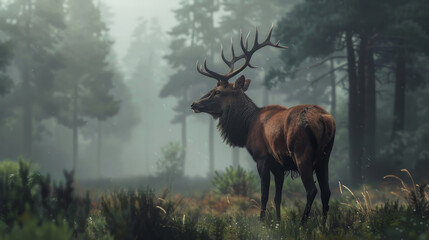 a elk standing in a forest