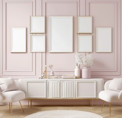 Frame mockup, Inviting Living Room Interior with Modern Furniture, high-resolution (300 DPI)