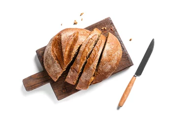 Outdoor kussens Sliced Sourdough Bread on cutting board © mizina