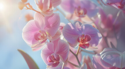 Beautiful pink orchid    phalaenopsis in the garden : Generative AI - obrazy, fototapety, plakaty