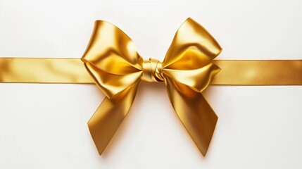 elegant golden bow and ribbon on white background luxurious gift wrapping element