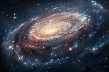 Amazing spiral galaxy with stars and dust in deep space