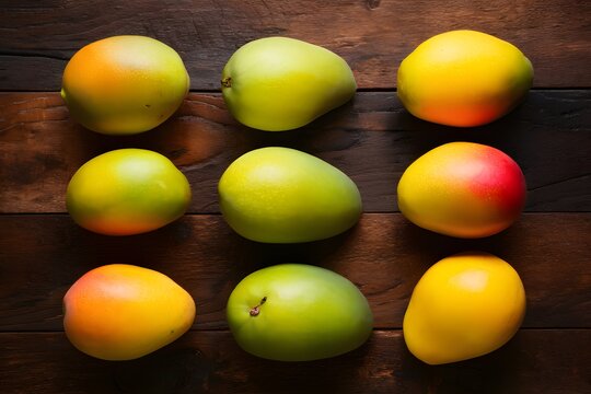 ImageStock Artistic capture of mangos arranged neatly on the kitchen table