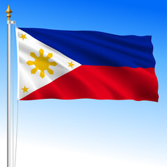 Philippines, official national waving flag, asiatic country, vector illustration