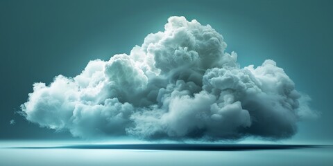 Fluffy white cloud floating in a blue sky - obrazy, fototapety, plakaty