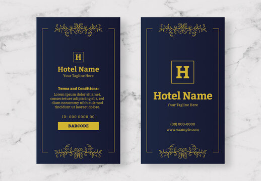 Yellow and Blue Hotel VIP Pass Card