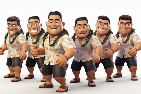 A group of male Polynesian people in traditional dress