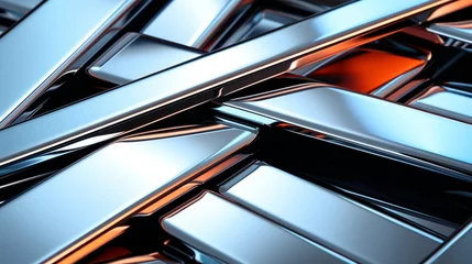 Foto op Canvas Abstract 3D rendering of glossy metal bars © Adobe Contributor