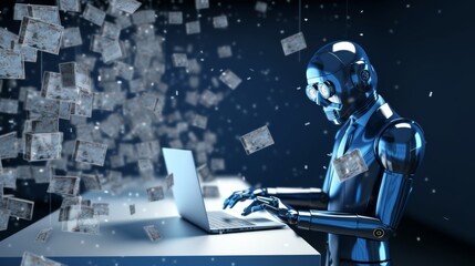 AI at Work: Businessman with Digital Envelopes Representing Email Security and Spam Detection. Safe communication in business, technology with email filtering, phishing protection