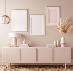 Fototapeta na wymiar Frame mockup, Inviting Living Room Interior with Modern Furniture, high-resolution (300 DPI)