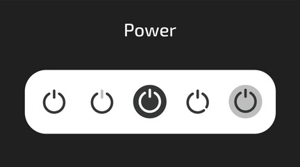 Power icons in 5 different styles as vector	
 - obrazy, fototapety, plakaty