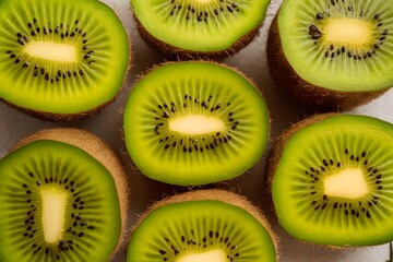 Fototapeta premium Kiwifruits displayed beautifully on the kitchen table in foodgraphy