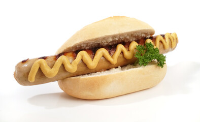 Sausage with Mustard in a Bun