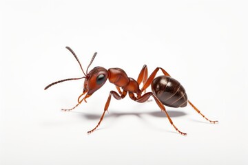 Lone Ant on Pure White Background