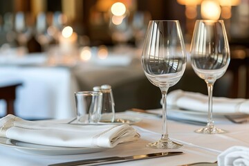 Luxury fine dining table setting for wedding and romantic event invitation card mockup