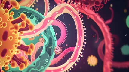 Animated of the Complete Roundworm Life Cycle Highlighting Egg and Larval Stages Infection Pathways and Preventive Measures - obrazy, fototapety, plakaty