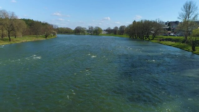 San Beautiful River Sanok Aerial View Poland