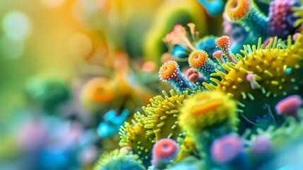 Captivating Microscopic Landscapes of Thriving Bacterial Colonies - obrazy, fototapety, plakaty
