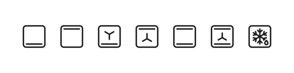 Grill oven multiple heating mode icons. Cooking modes button set.